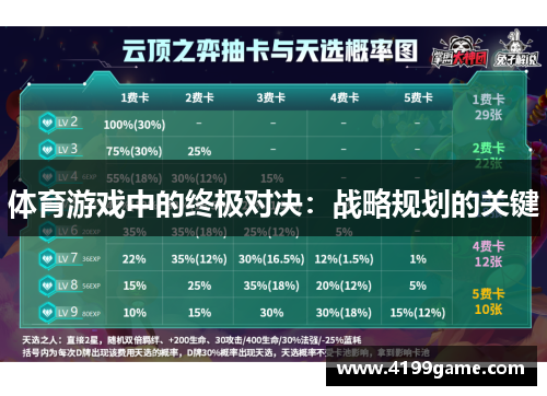 体育游戏中的终极对决：战略规划的关键